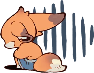 😓 животное, лиса, милый, мультик, грустный, сидящий telegram sticker