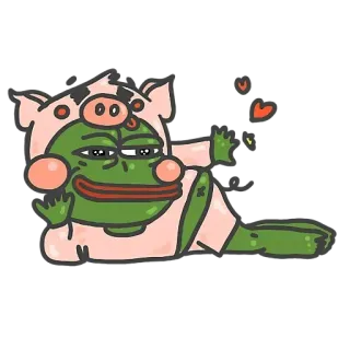 😺 Pepe the Frog 페페 더 프로그, 돼지 코스튬, 만화, 인터넷 밈, 개구리, 의인화 telegram sticker