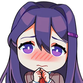😔 Yuri Doki Doki Literature Club! Anime, Yuri, Doki Doki Literature Club, Personagem, Sticker, Fofo, Kawaii, Nervoso telegram sticker