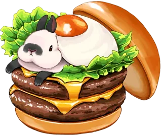 🐰 Hase, Kaninchen, Burger, Sandwich, süß, Essen, Tier whatsapp sticker
