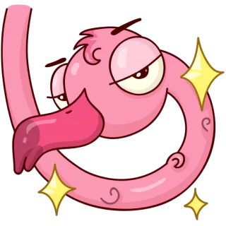 😏 flamingo, pássaro, rosa, desenho animado, animal, brilho, preguiçoso telegram sticker