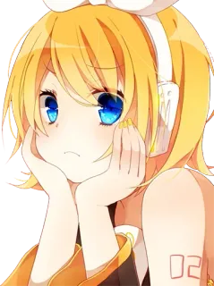 👀 Rin Kagamine Аниме, Вокалоид, Рин Кагамине, Мультфильм, Милый, Девушка, Блондинка telegram sticker