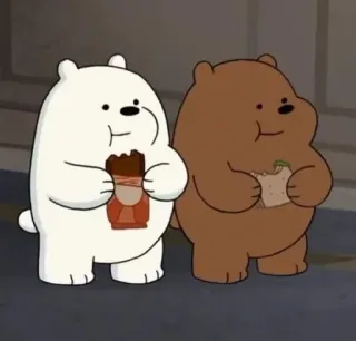 😀 We Bare Bears ours, dessin animé, animaux, nourriture, mignon, ours polaire, grizz telegram sticker