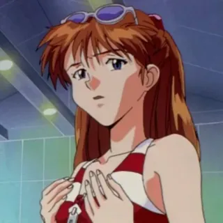 ❤️ Asuka Langley Soryu Neon Genesis Evangelion anime, red hair, swimsuit, character, portrait telegram sticker