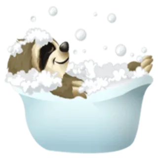 🛁 preguiça, banheira, bolhas, relaxamento, animal, fofo, banho, espuma whatsapp sticker