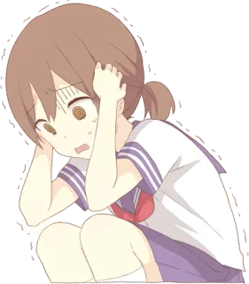 😰 anime girl, school uniform, worried, confused, cartoon, upset, student telegram sticker