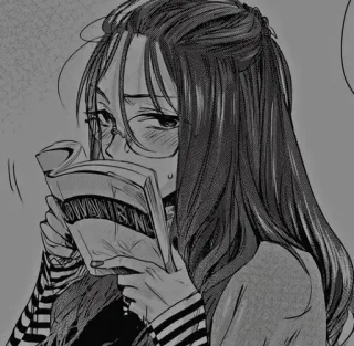 🧧 VAN 女人, 阅读, 书, 眼镜, 漫画, 动漫, 角色 telegram sticker