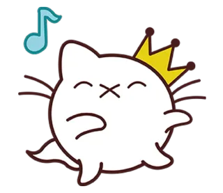 😄 고양이, 스티커, 만화, 음표, 왕관, 귀여운, 카와이 telegram sticker