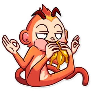 🙊 singe, banane, manger, dessin animé, autocollant telegram sticker