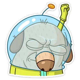 👍 perro, astronauta, espacio, animal, dibujo animado whatsapp sticker