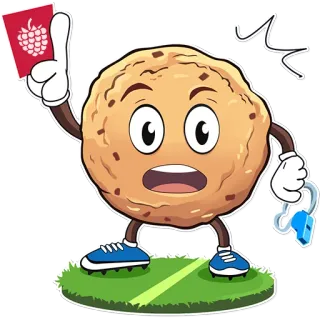 😲 biscotto, cartellino rosso, lampone, calcio, sport, gioco, arbitro, cibo whatsapp sticker
