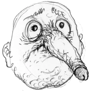 😕 esboço, desenho, grotesco, rosto, caricatura telegram sticker
