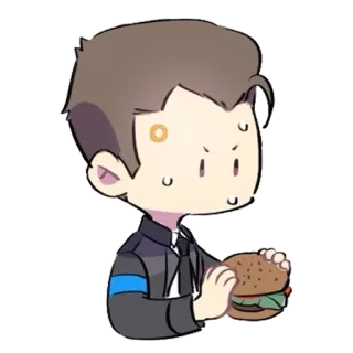 😥 Connor Detroit: Become Human android, burger, chibi, character telegram sticker
