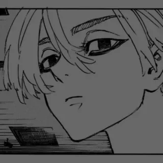 🕳 Anime, Manga, Karakter, Anak laki-laki, Skala abu-abu telegram sticker