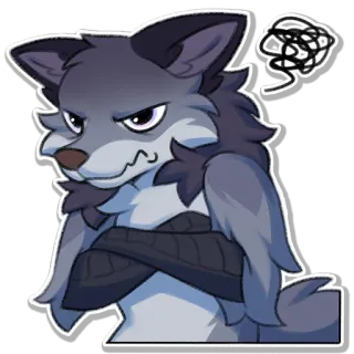 😡 angry, wolf, furry, frustrated, cartoon telegram sticker