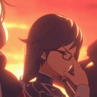 👆 anime, character, glasses, sunset telegram sticker