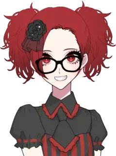 😁 Animé, Dessin animé, Lunettes, Fille, Cheveux roux, Mignon, Gothique telegram sticker