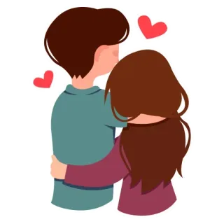 ❤️ coppia, amore, romanticismo, abbraccio, affetto, cuori telegram sticker