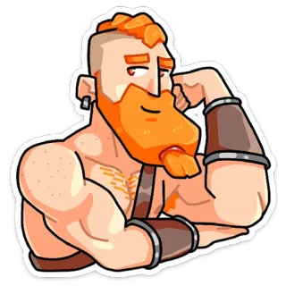 😏 Cartoon, Muskeln, Mann, Rotschopf, Figur, Stärke, Kraft telegram sticker