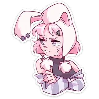 😝 动漫女孩, 兔子, 粉色头发, 卡通, 贴纸, 可爱 whatsapp sticker