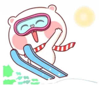 😝 Bär, Ski, Schnee, Winter, Cartoon, Niedlich, Sport telegram sticker