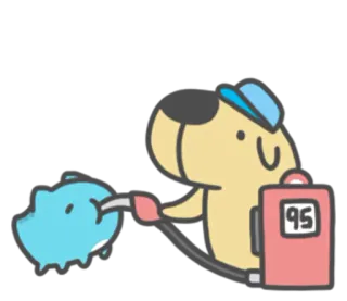 ⛽ station essence, chien, dessin animé, essence, carburant whatsapp sticker