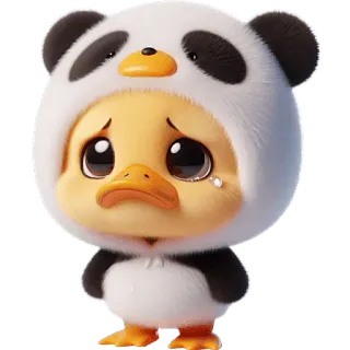 😢 lindo, triste, pato, panda, animal, llorando telegram sticker