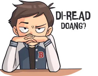 😐 DI-READ DOANG? dessin animé, garçon, agacé, étudiant, école telegram sticker