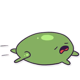 🏃 hijau, blob, lelah, kelelahan, mengantuk, kartun, karakter whatsapp sticker