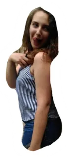 😜 Frau, Porträt, weiblich, brünett, Pose, Top, lässig telegram sticker