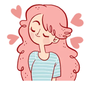 😳 девушка, сердечки, розовые волосы, милый, мультфильм telegram sticker