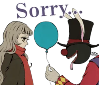😓 Sorry.. ขอโทษ, เสียใจ, ลูกโป่ง, เศร้า, ตัวตลก telegram sticker