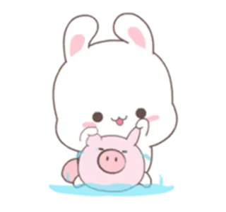 🐰 schattig, cartoon, konijn, varken, dier, kawaii, sticker telegram sticker