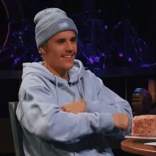 🌑 Justin Bieber celebrity, singer, man, person, hat, hoodie telegram sticker