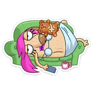 😵 Kartun, Sofa, Santai, Lelah, Beruang, Malas whatsapp sticker
