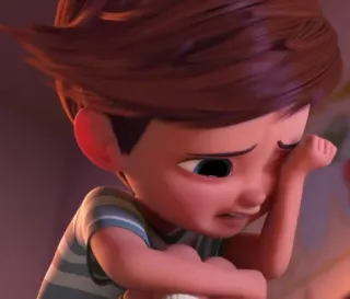 😔 chorando, triste, menino, chateado, desenho animado telegram sticker