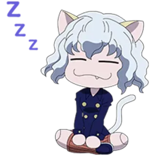 🐱 Neferpitou Hunter x Hunter อนิเมะ, แมว, การ์ตูน, Hunter x Hunter, เนเฟอร์ปีโต้, จิบิ telegram sticker
