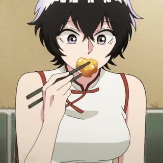 😋 女人, 吃, 动漫, 食物, 亚洲 telegram sticker