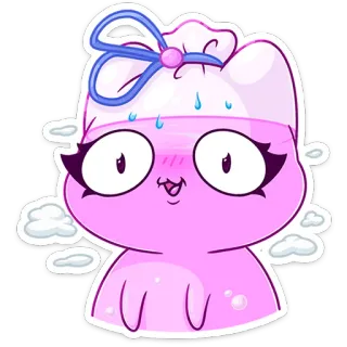😰 gatto, carino, sudato, divertente, cartone animato, rosa, esausto telegram sticker