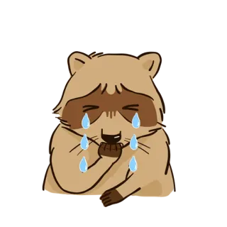 😢 Waschbär, weinend, traurig, Emoji, Tränen, Emotion, Cartoon telegram sticker