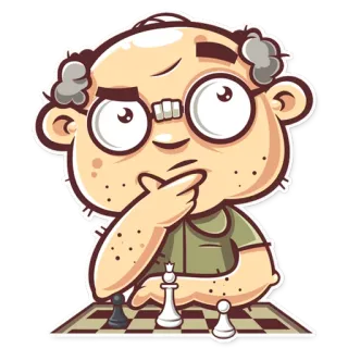 🤔 ajedrez, juego, estrategia, pensamiento, dibujos animados, anciano telegram sticker