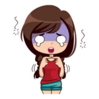 😢 dessin animé, fille, triste, contrariée, pleure, émotionnel, animé, manga whatsapp sticker