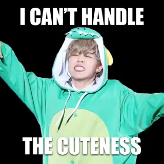 🥰 I CAN'T HANDLE
THE CUTENESS słodki, słodycz, dinozaur, bluza z kapturem, zielony, zabawny telegram sticker