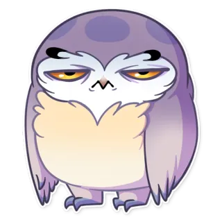 😑 burung hantu, burung, hewan, stiker, kartun, imut telegram sticker