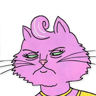 👀 Princess Carolyn BoJack Horseman кот, розовый, мультфильм, персонаж, Принцесса Кэролин, Конь БоДжек, наклейка telegram sticker