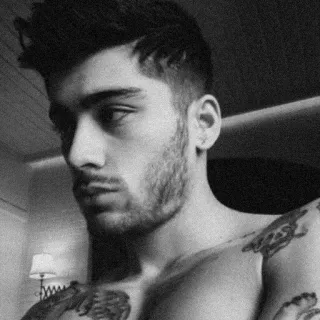 🎬 Zayn Malik музыкант, певец, знаменитость, портрет, черно-белый, татуировка, мужчина telegram sticker