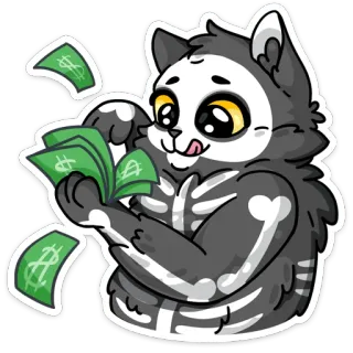 🤑 gato, dinero, efectivo, dibujo, lindo, animal whatsapp sticker