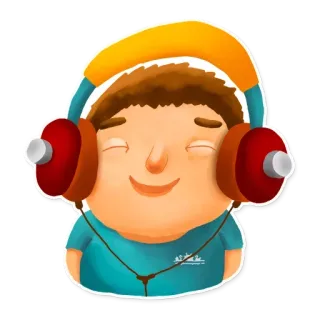 🤬 écouteurs, musique, écoute, garçon, dessin animé, personne telegram sticker