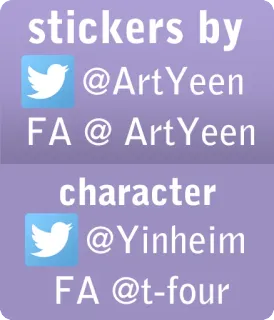 📝 stickers by
@ArtYeen
FA @ ArtYeen
character
@Yinheim
FA @t-four pegatinas, arte, nombre de usuario, redes sociales telegram sticker