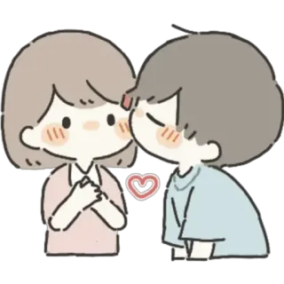 💕 пара, поцелуй, любовь, мультфильм, романтика, сердце, милый telegram sticker